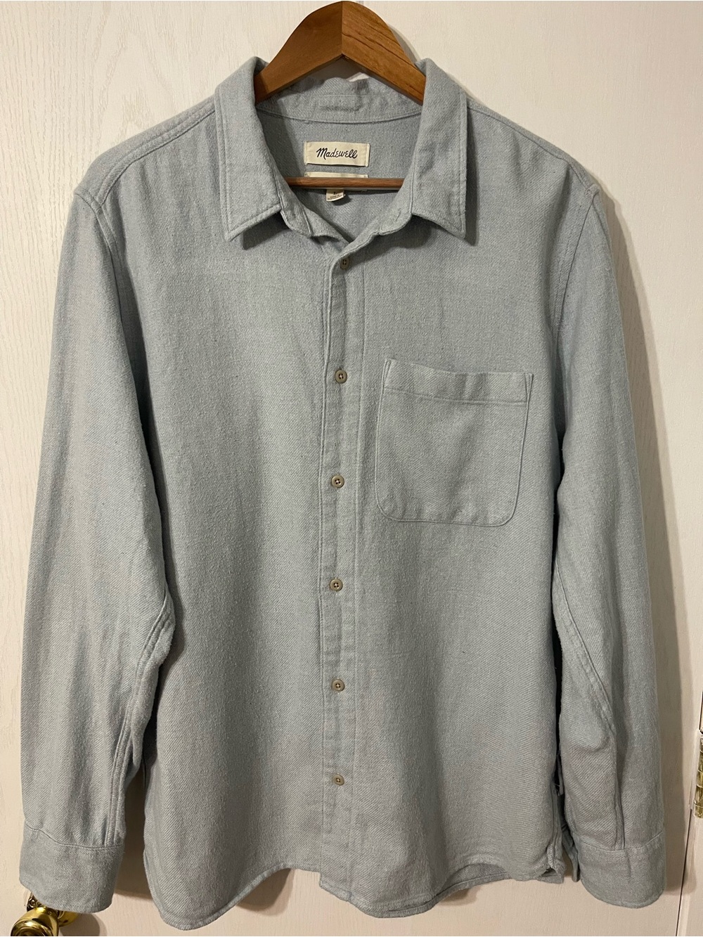 Madewell Men's Large Light Blue Casual Cotton Button-Down Shirt